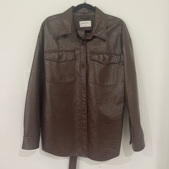 Aritzia Babaton Ava Vegan Leather Belted Shirt
Jacket Coffee Bean Brown - Picture 6 of 6